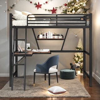 Twin Loft Bed with Desk and Shelf