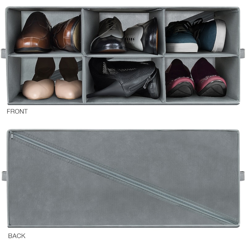 Shoe Organizer Bin, 6 Section Cubby Shelves, Foldable Portable Detachable Closet Organizer (Grey)