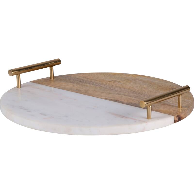 Renwil Dinova Indoor Mango Wood Tray, Antique Brass