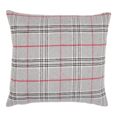 KAF Home Feather Filled Gray Red Black Plaid Throw Pillow - 20 x 20