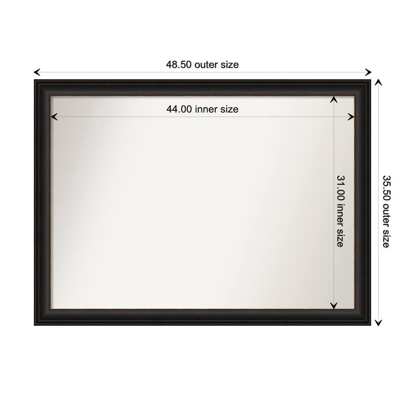 Trio Oil Rubbed Bronze Framed Non-Beveled Custom Wall Mirror, Bathroom Vanity Mirror - Outer Size: 48.5 x 35.5