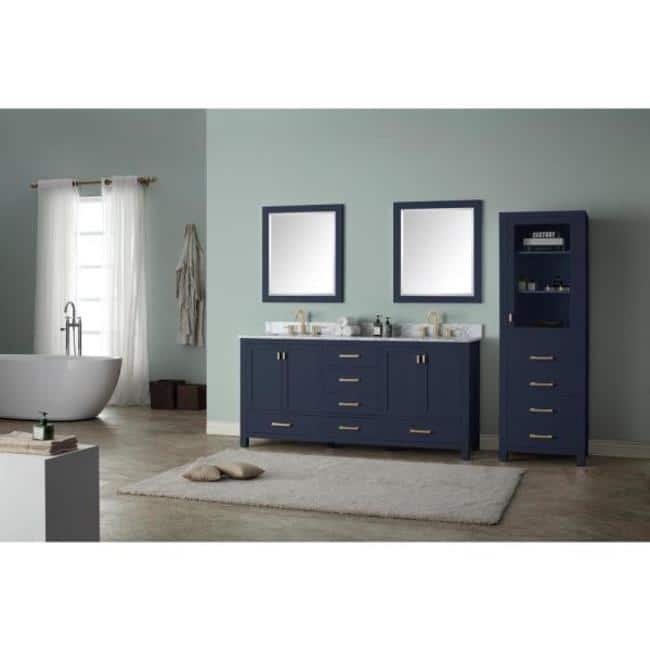 Avanity Modero 73" Free Standing Double Basin Vanity Set with Wood - Navy Blue