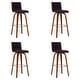 preview thumbnail 35 of 120, Skara Swivel Bar Stool, Upholstered Bar Height Chair with Bentwood Frame Set of 4 - Brown Faux Leather & Walnut
