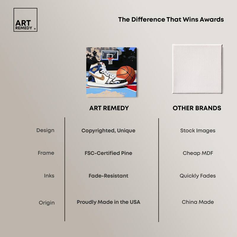 Basketball Court Blues Canvas by Art Remedy, Gallery Wrapped