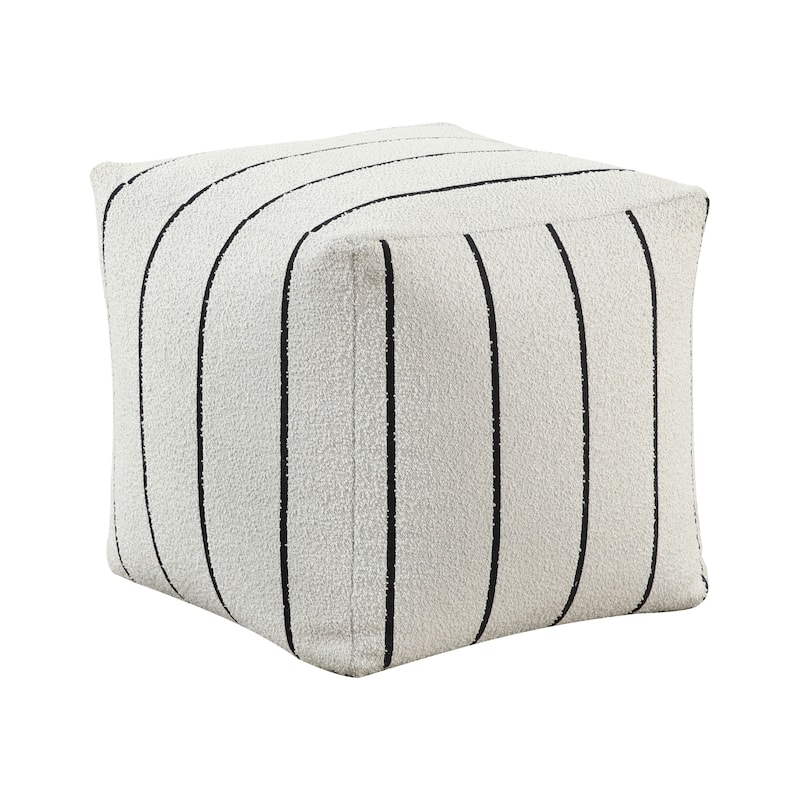 Ossela Fabric Square Pouf - Square (Jacquard) - Beige and Black