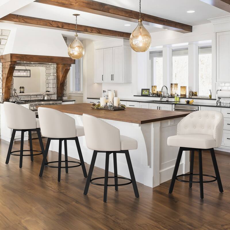 26" Counter Height Bar Stools, Swivel Counter Stools With Backs - 26" H
