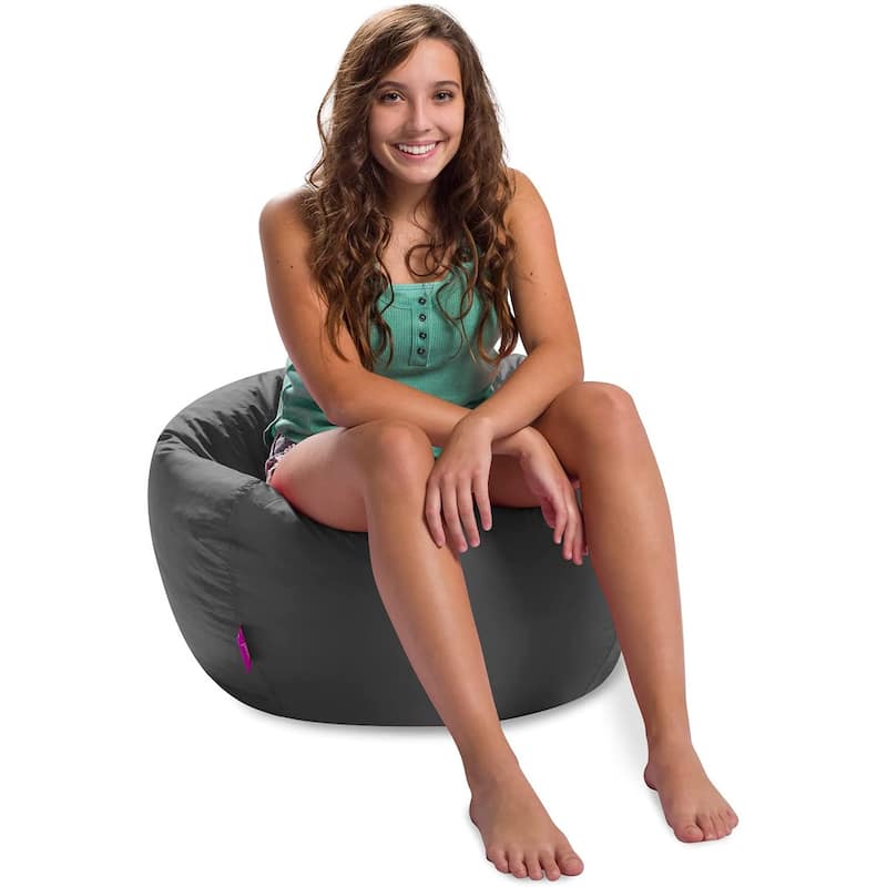 Bean Bag Chair for Kids, Teens and Adults, Comfy Chairs for your Room - 100in Round Bean Bag - Charcoal Grey