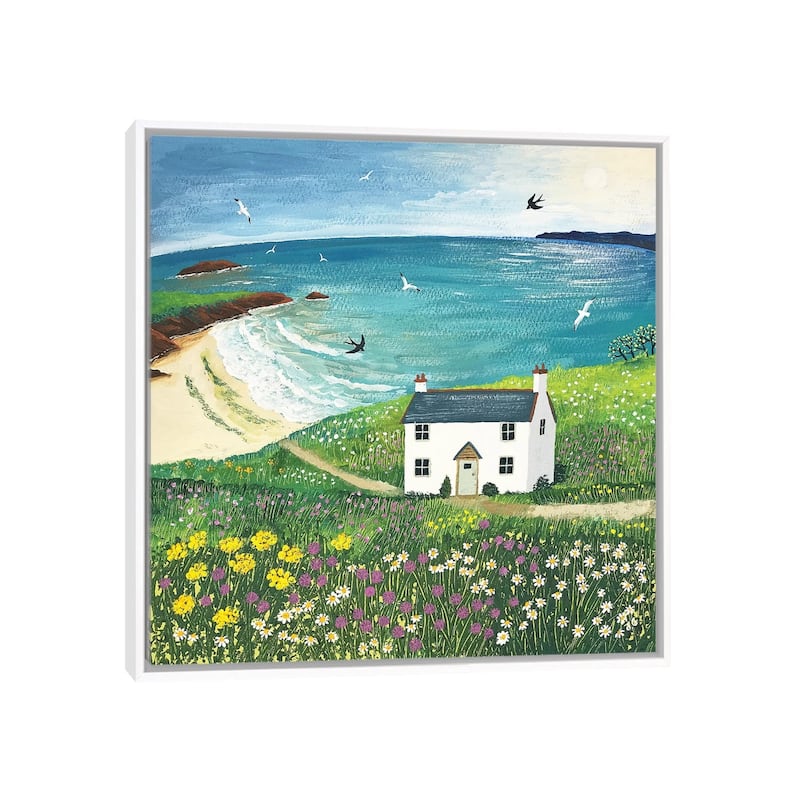 iCanvas "Seaside Cottage" by Jo Grundy Framed Canvas Print - White - 12x12