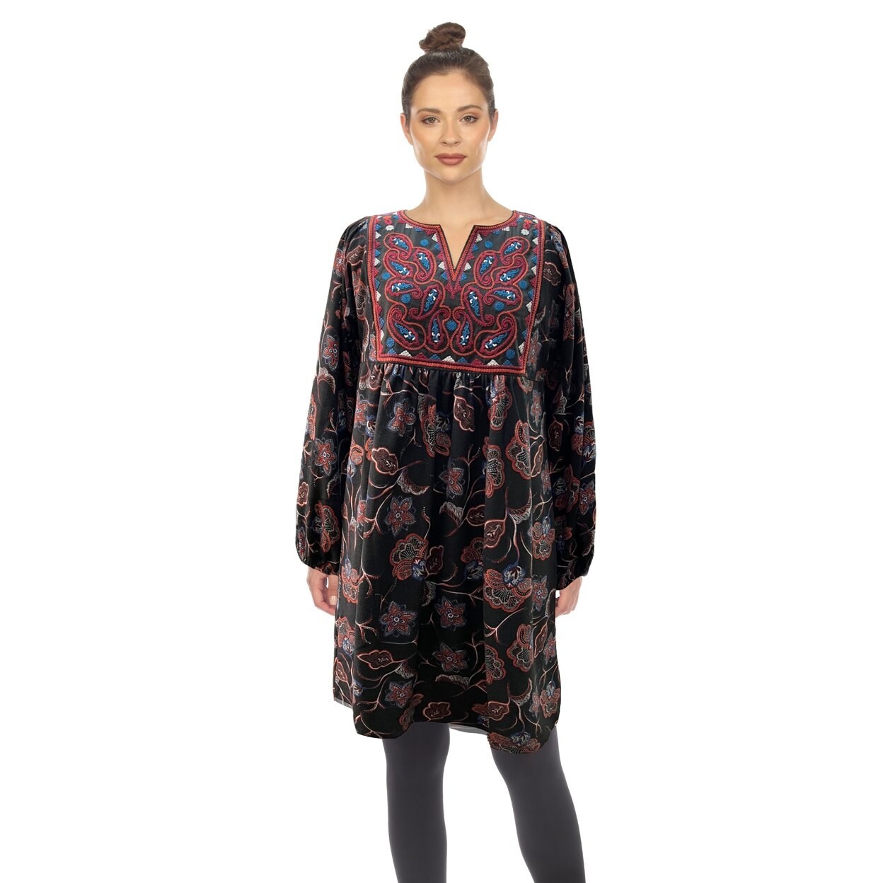 White Mark Floral Paisley Sweater Dress Womens Long Sleeve Relaxed Fit 1X -  Bed Bath & Beyond - 42300415