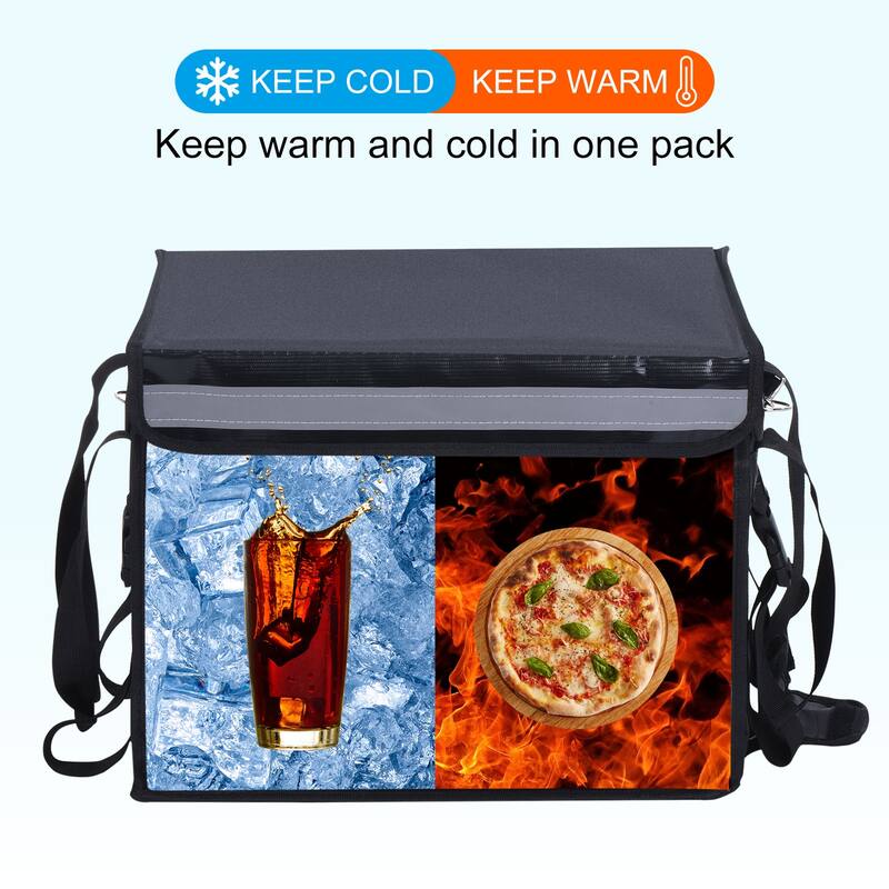62L Food Delivery Insulated Bag Catering Thermal Bag Pizza Take-away Bag Black