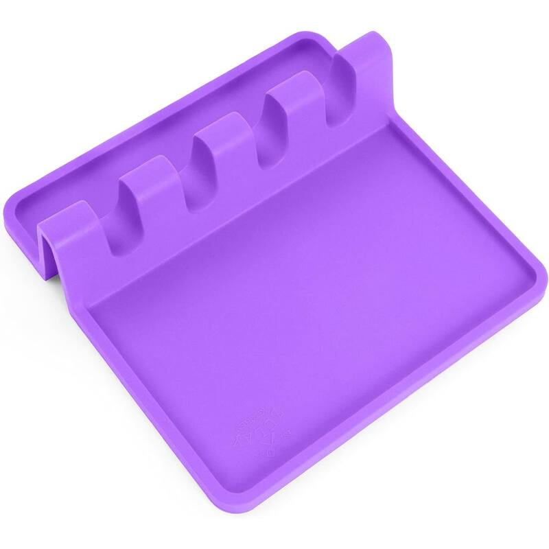 Zulay Kitchen Silicone Utensil Rest with Drip Pad - Mystic Violet