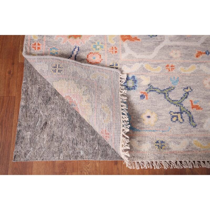 All-Over Floral Oushak Oriental Area Rug Hand-Knotted Wool Carpet - 7'11"x 9'10"