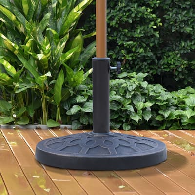 Round Resin Umbrella Base Stand/ Market Parasol Holder with Beautiful Decorative Pattern