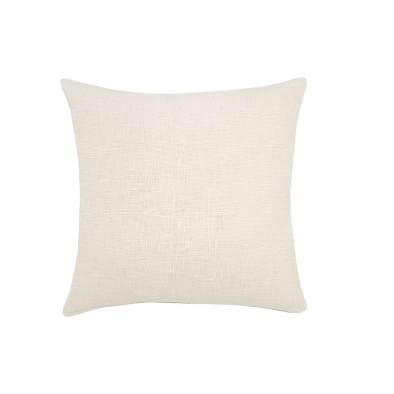 HomeRoots 20" X 20" Ivory 100% Cotton Zippered Pillow