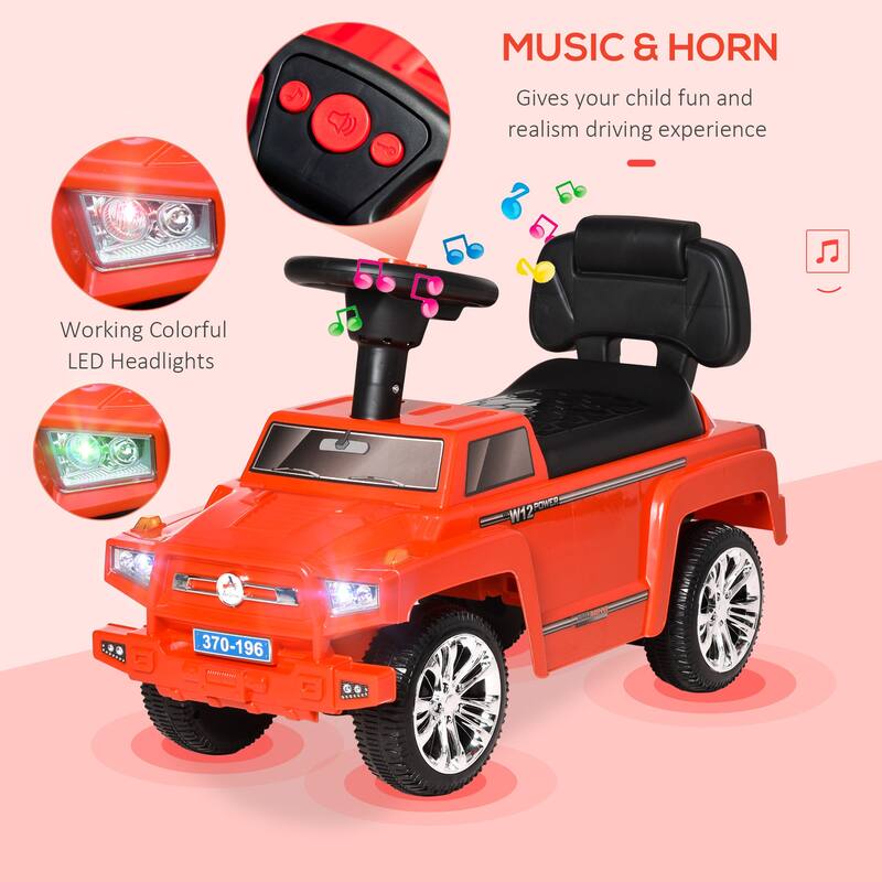Toddler Push Ride-On Car with Under-Seat Storage, Music & Safety Features - Red