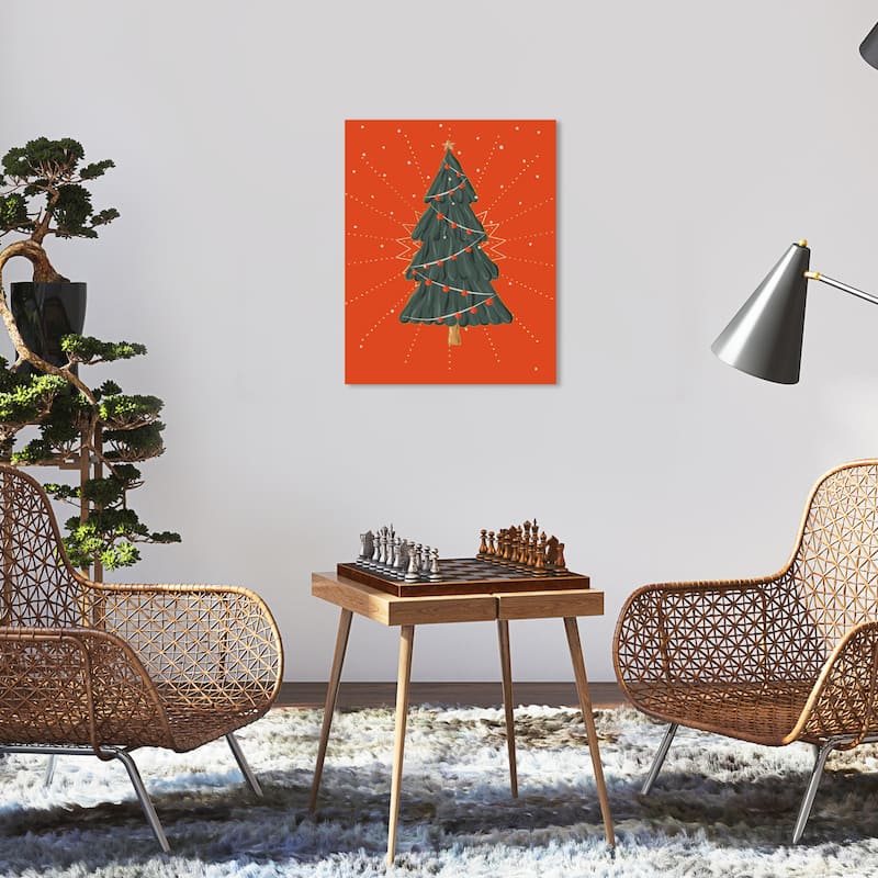 Wynwood Studio Canvas Holiday and Seasonal A Christmas Greeting Card Red Modern & Contemporary Wall Art Canvas Print - 16 x 20