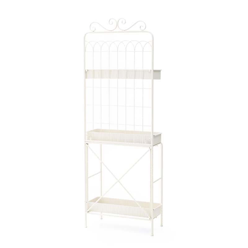 Glitzhome 68"H 3 Tier Shelving Black Metal Plant Stand Kitchen Shelf Multifunctional Storage Rack for Indoor Outdoor