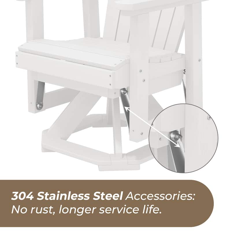 Set of 2 HDPE Adirondack Swivel Gliders, Outdoor Patio Chair Set