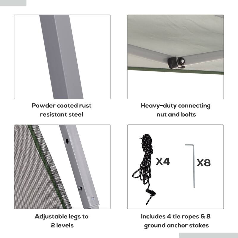 Adjustable Pop-Up Canopy Tent with Netting, Instant Sun Shelter for Outdoor, Garden, Patio, Green