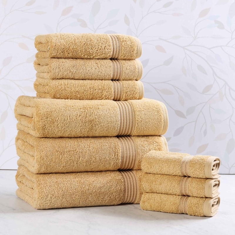 Superior Heritage Egyptian Cotton Absorbent 9-Piece Towel Set - Gold