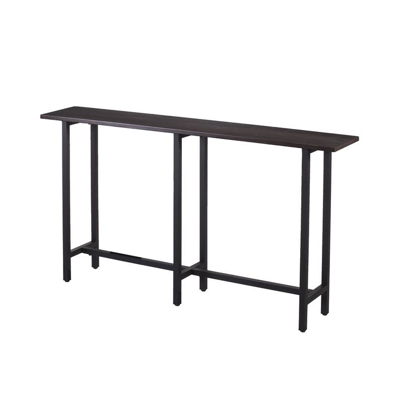 Espresso Wood Rectangular Console Table with Black Iron Frame - 54” L x 10” W x 30” H