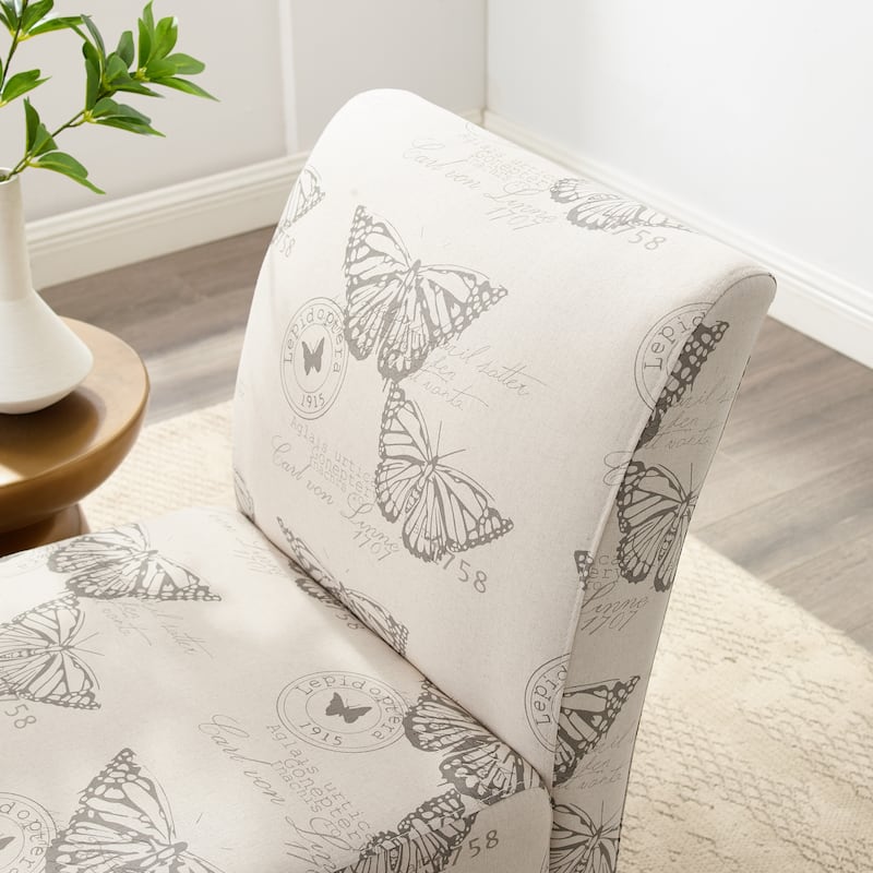 Linon Bradford Accent Chair with Butterfly Print