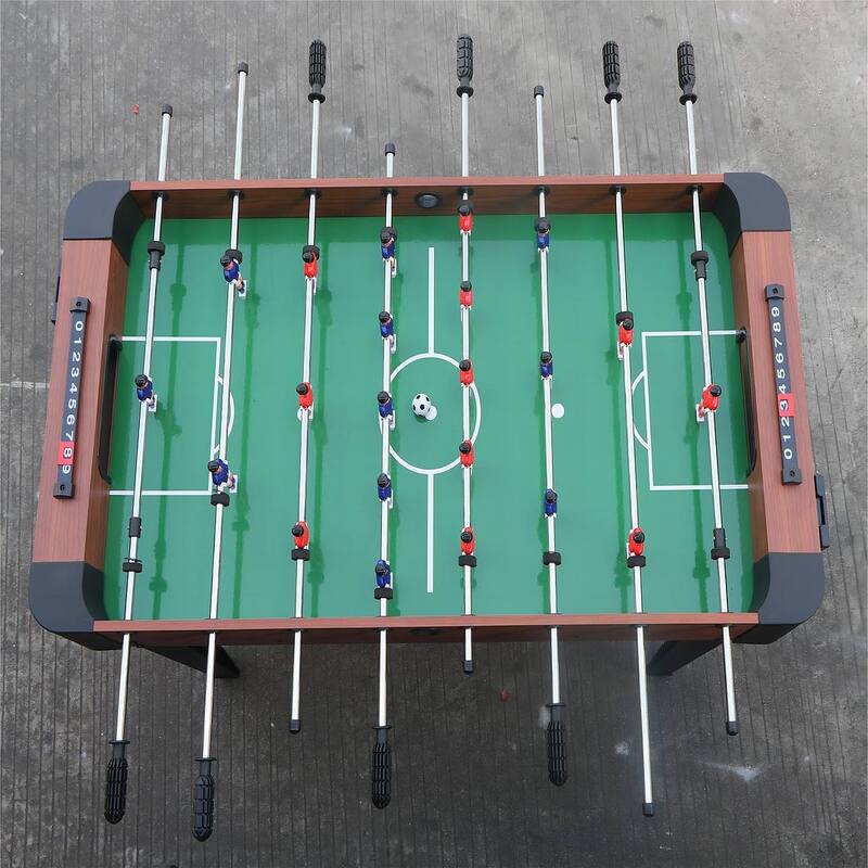 4FT Wood Foosball Soccer Game Table with Folding Drink Holders