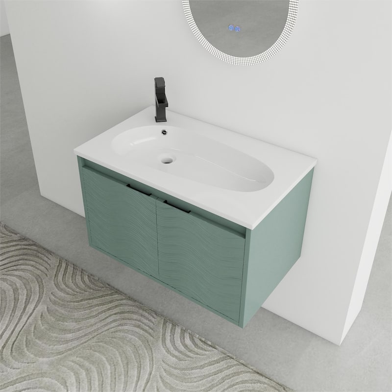 Bathroom Vanity With Sink In 24/30/36 Inch, Floating Bathroom Vanity With Soft Close Door