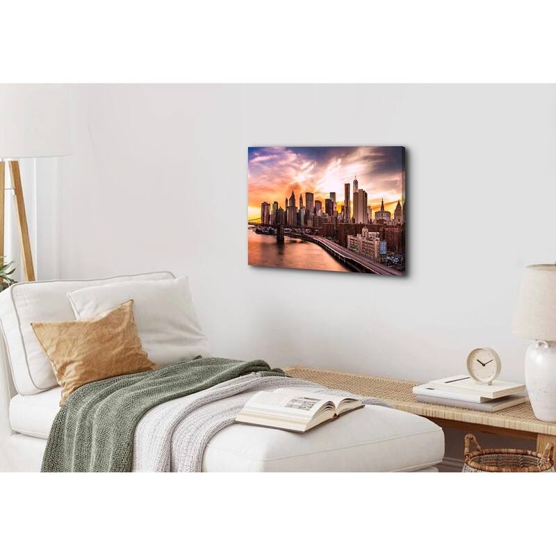Brooklyn Bridge Skyline Wall Decor Sunset Cityscape Poster