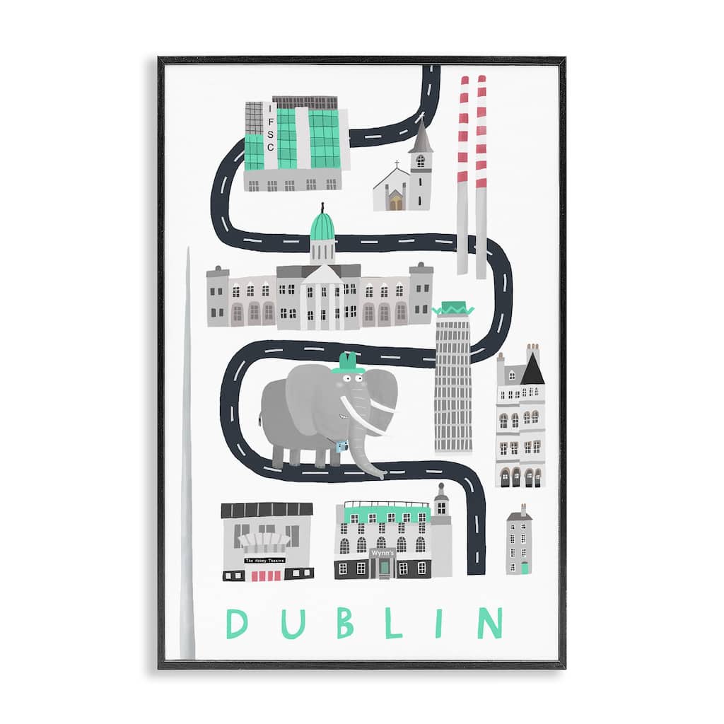 Stupell Dublin Whimsical Travel City Framed Giclee Art Design By Carla Daly