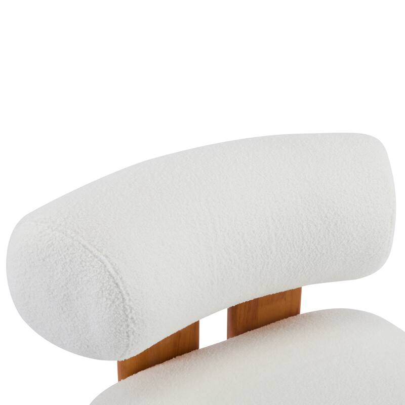 Side Chair Office Chair Coffee Chair Natural Beige Armless Chair Vanity Chair Dressing Chair with Wood Legs