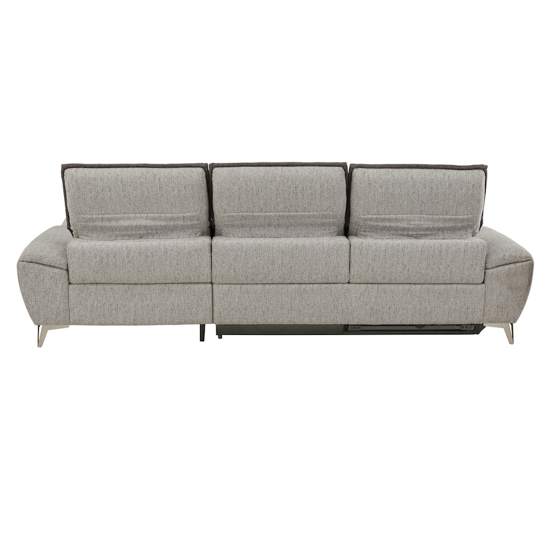 Matera Gray Yarn Dyed Fabric Power Recliner Sectional Sofa with Chaise and USB Charger by iNSPIRE Q Modern