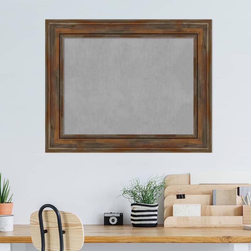 Amanti Art Alexandria Rustic Brown Framed Magnetic Board