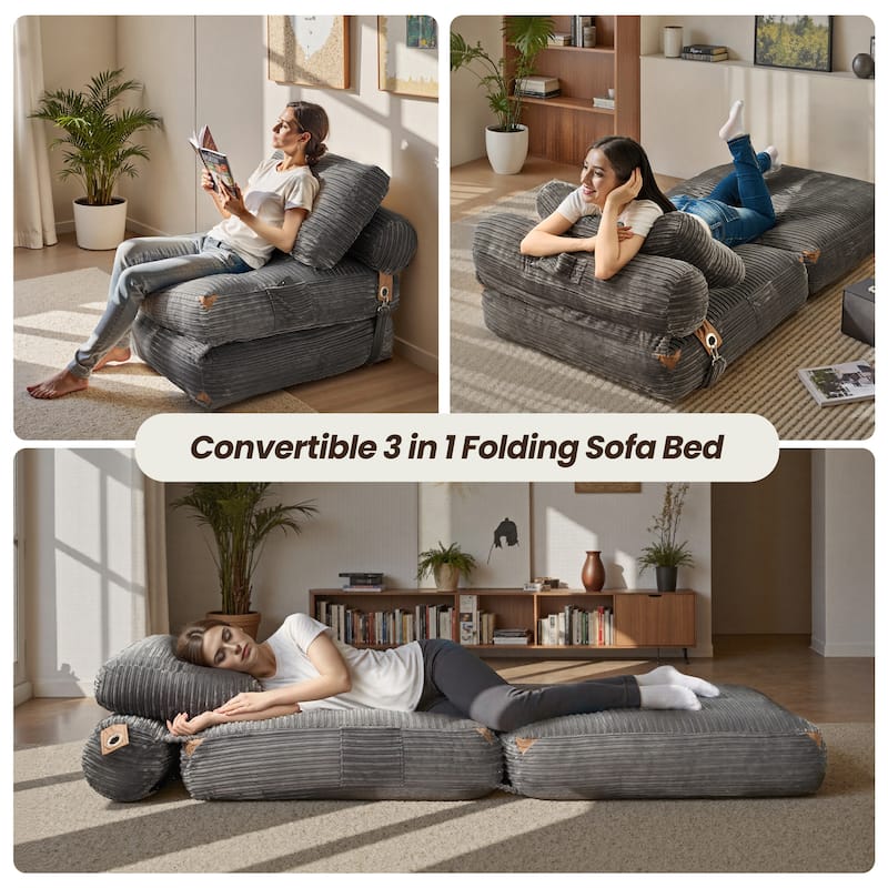 OVIOS Corduroy Foldable ​Compressed Sleeper Sofa