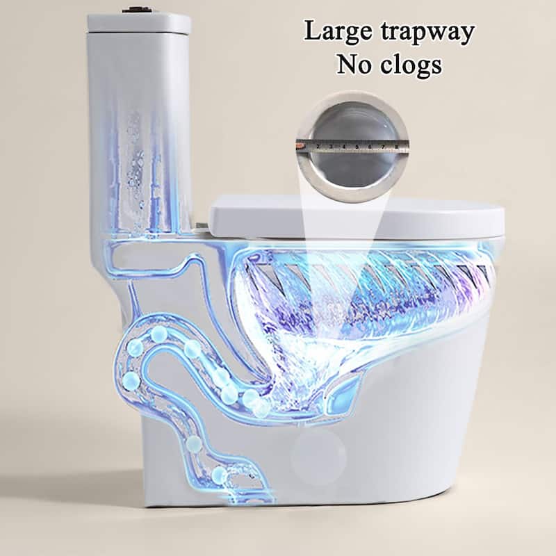Compact One Piece Toilet Dual Flush 0.8 1.6 GPF. 23 Inch Short Depth. Space Saving Toilet for Small Bath