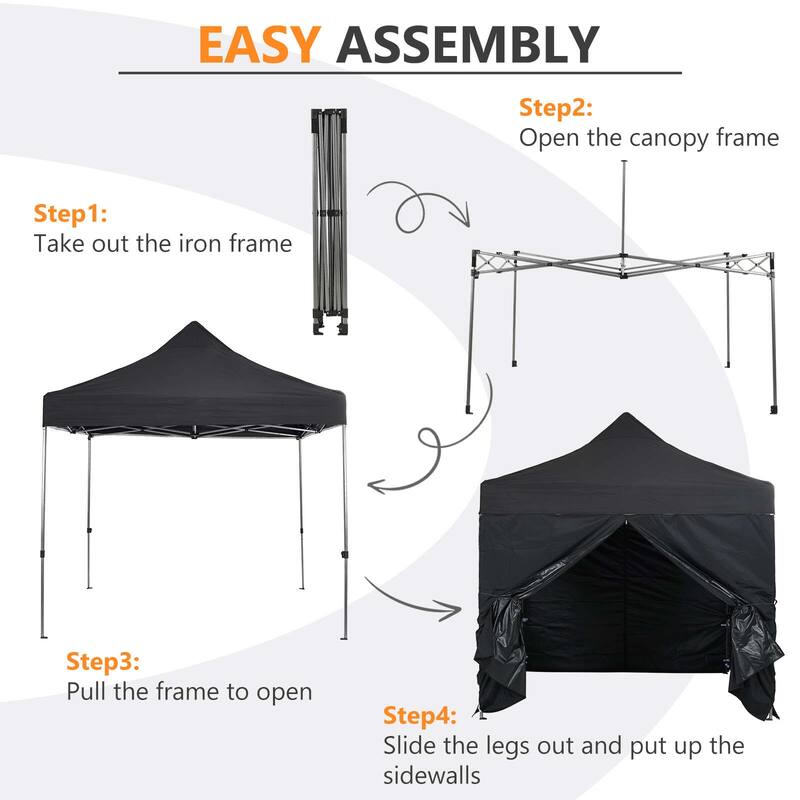 Aoodor 10' x 10' Pop Up Canopy with Church Windows Sidewalls - 10x10ft