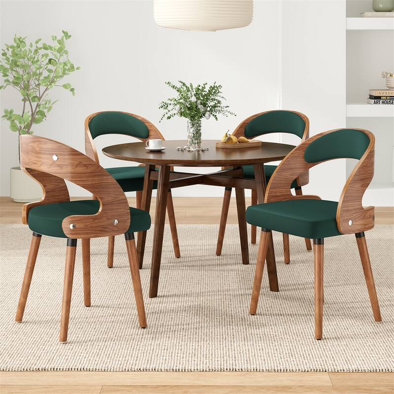 Modern Upholstered Dining Chairs with Curved Backrest (Set of 2)