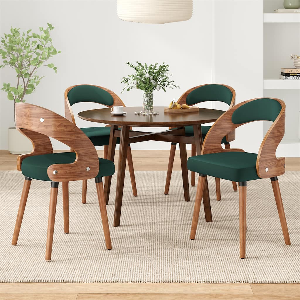Modern Upholstered Dining Chairs with Curved Backrest (Set of 2)