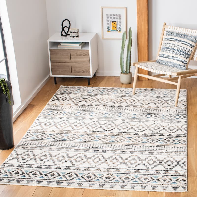 SAFAVIEH Sedona Elmire Boho Tribal Fringe Rug - 6' x 8'3" - Ivory/Grey