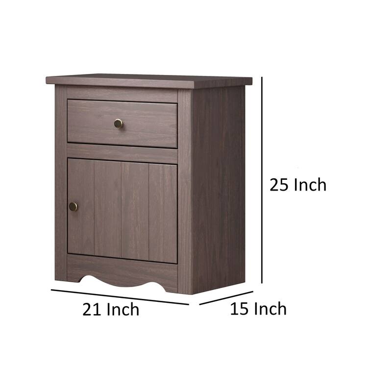 Gray 1 Drawer 21 in. W Nightstand with Sturdy Hardware and Ample Storage