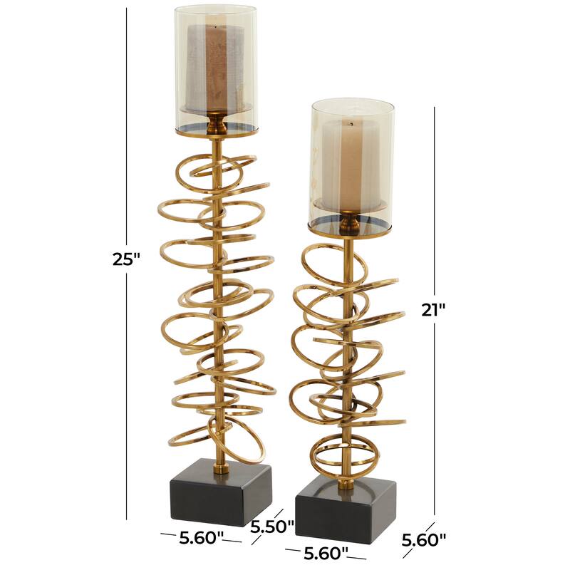 Gold Stainless Steel Candle Holder (Set of 2)