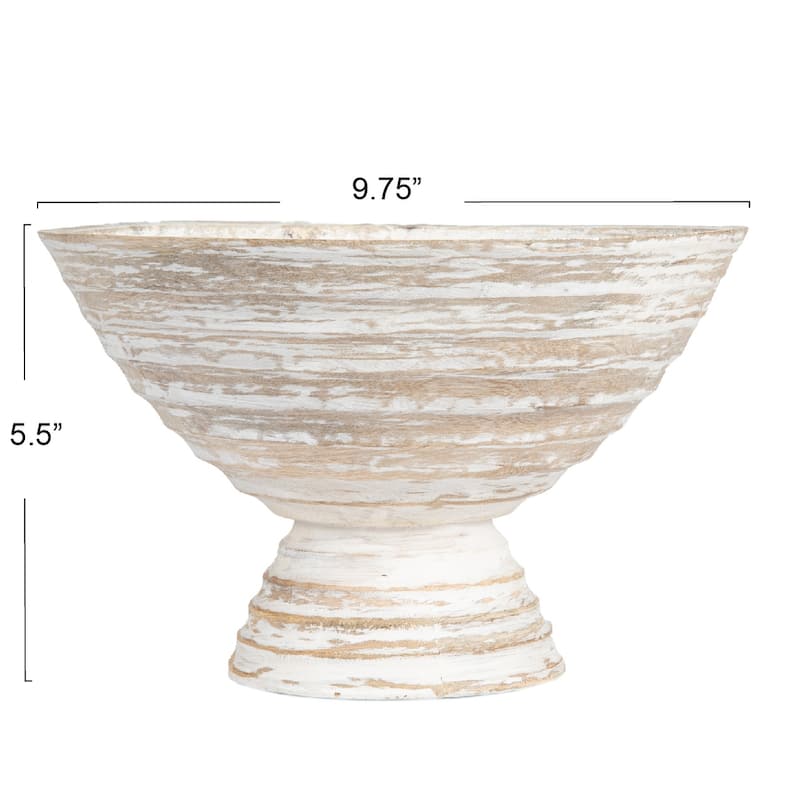 Round Mango Wood Footed Bowl