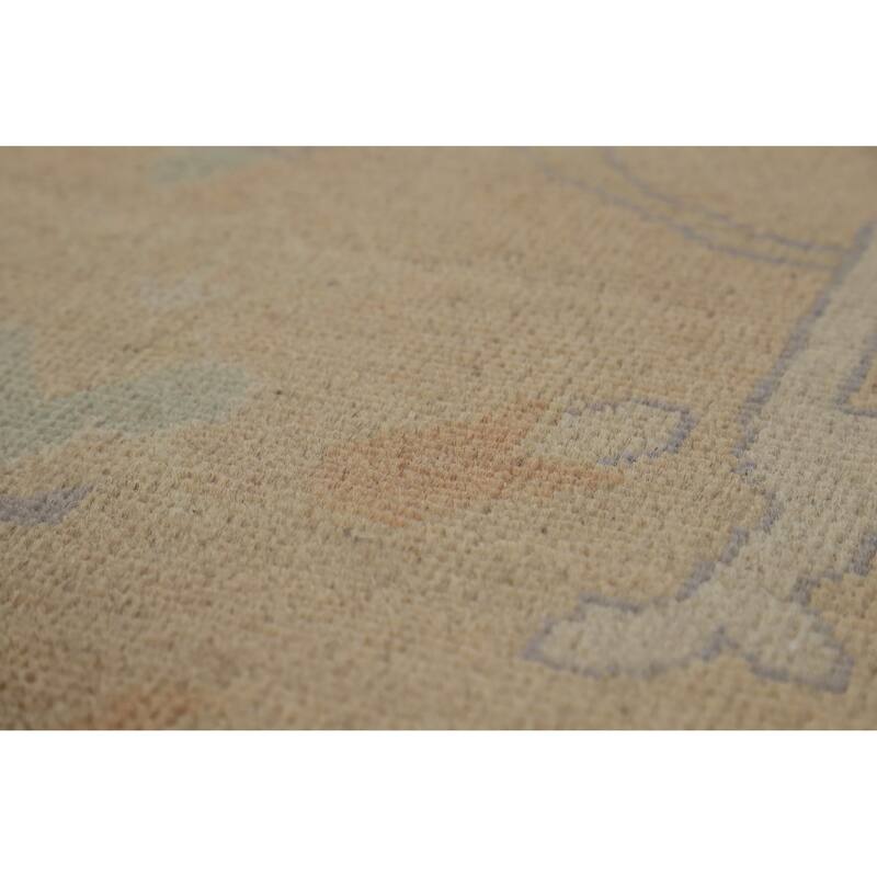 Hand Knotted Oriental 100% Wool Carpet Transitional All-Over Peach Oushak Area Rug - 10' 0'' X 8' 4''