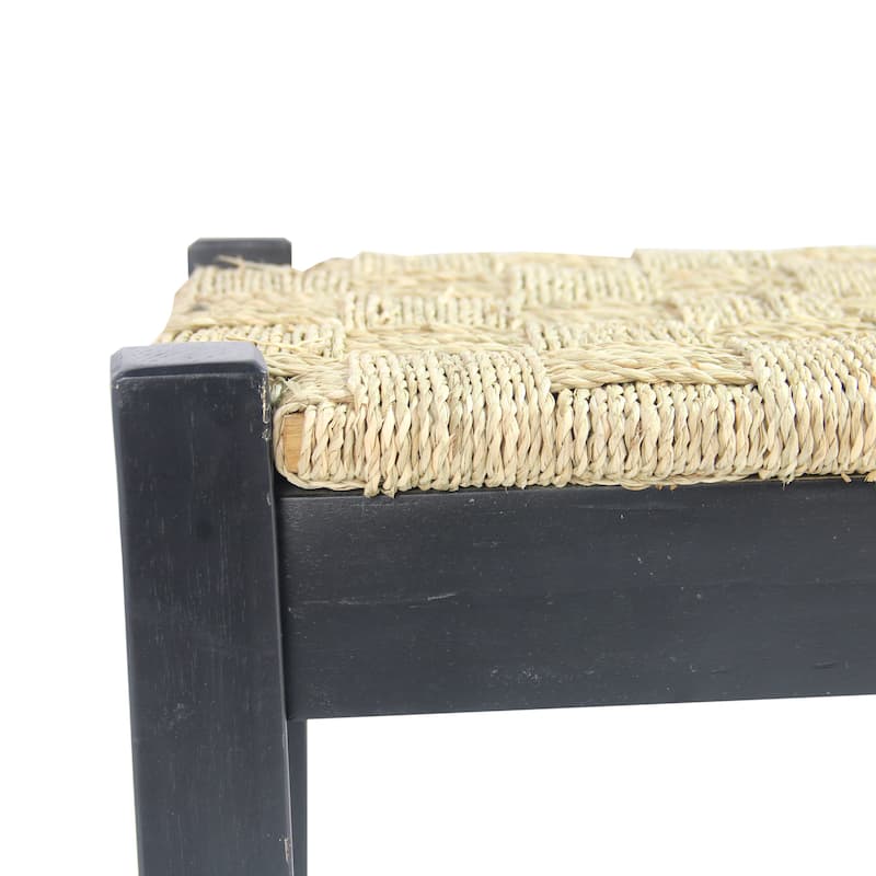 M4H Shambles Solid Wood Natural Seagrass Indoor Bench