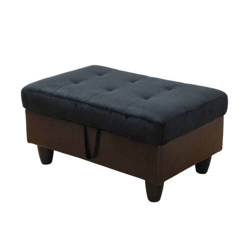 KISRAIS 34" Wide Upholstered Storage Ottoman