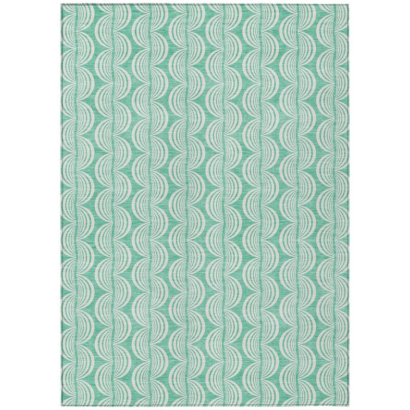 Machine Washable Indoor/ Outdoor Wavy Modern Chantille Rug