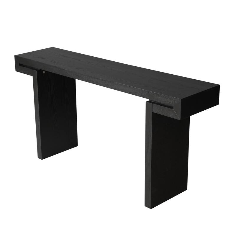 60inches Rustic Farmhouse Console Table , Distressed Wood Finish Entryway Sofa Side Table for Living Room, Hallway, Black