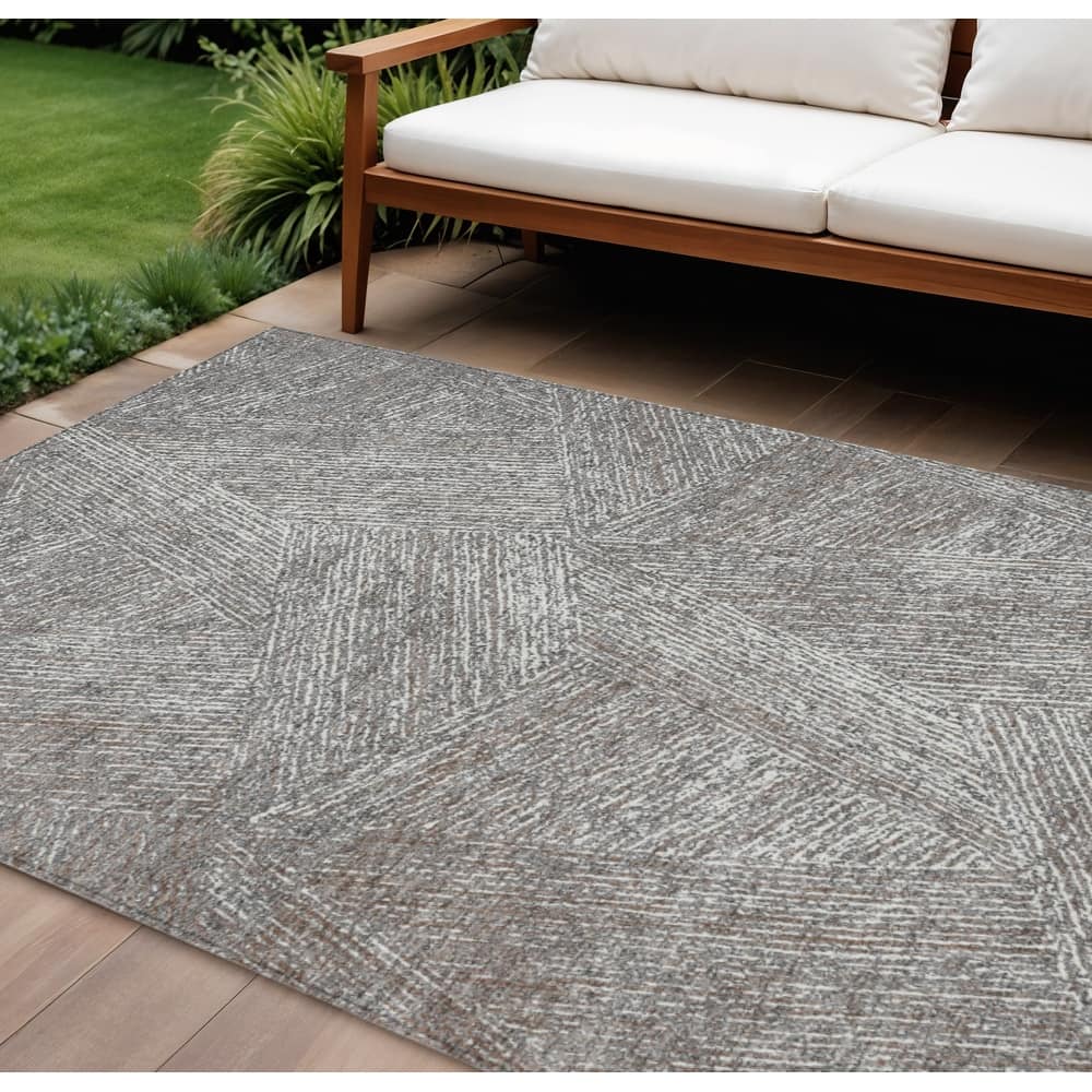 HomeRoots Abstract Transitional Rectangle Outdoor Rug