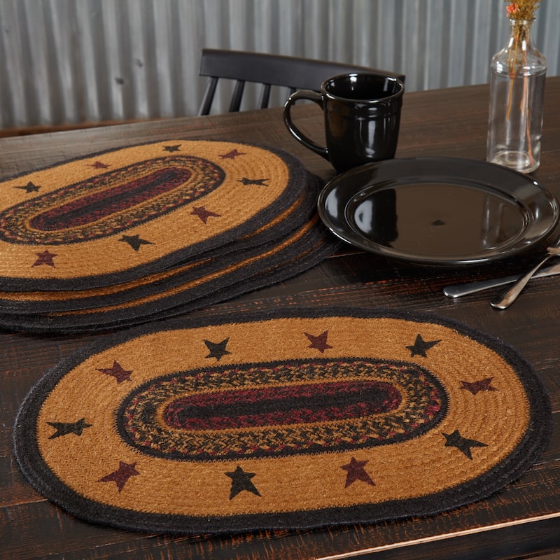 Heritage Farms Star Jute Placemat Set of 6 12x18 - Placemat 12x18