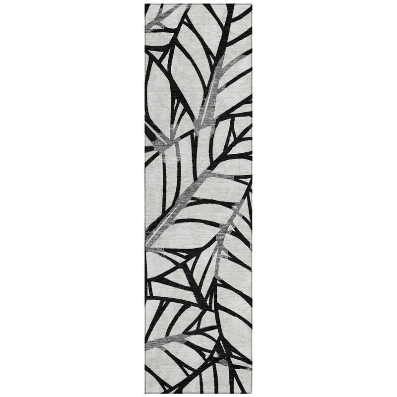 Machine Washable Indoor/ Outdoor Chantille Modern Palm Rug